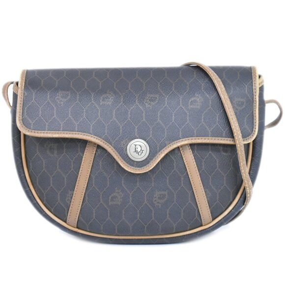 Christian Dior Honeycomb PVC Crossbody Bag Black Gold